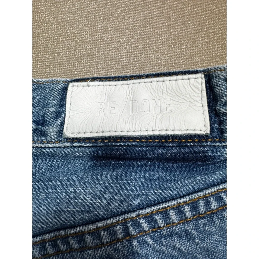 RE/DONE Originals High Rise Straight Leg Jeans‎ Medium Vain Blue Raw Hem 28